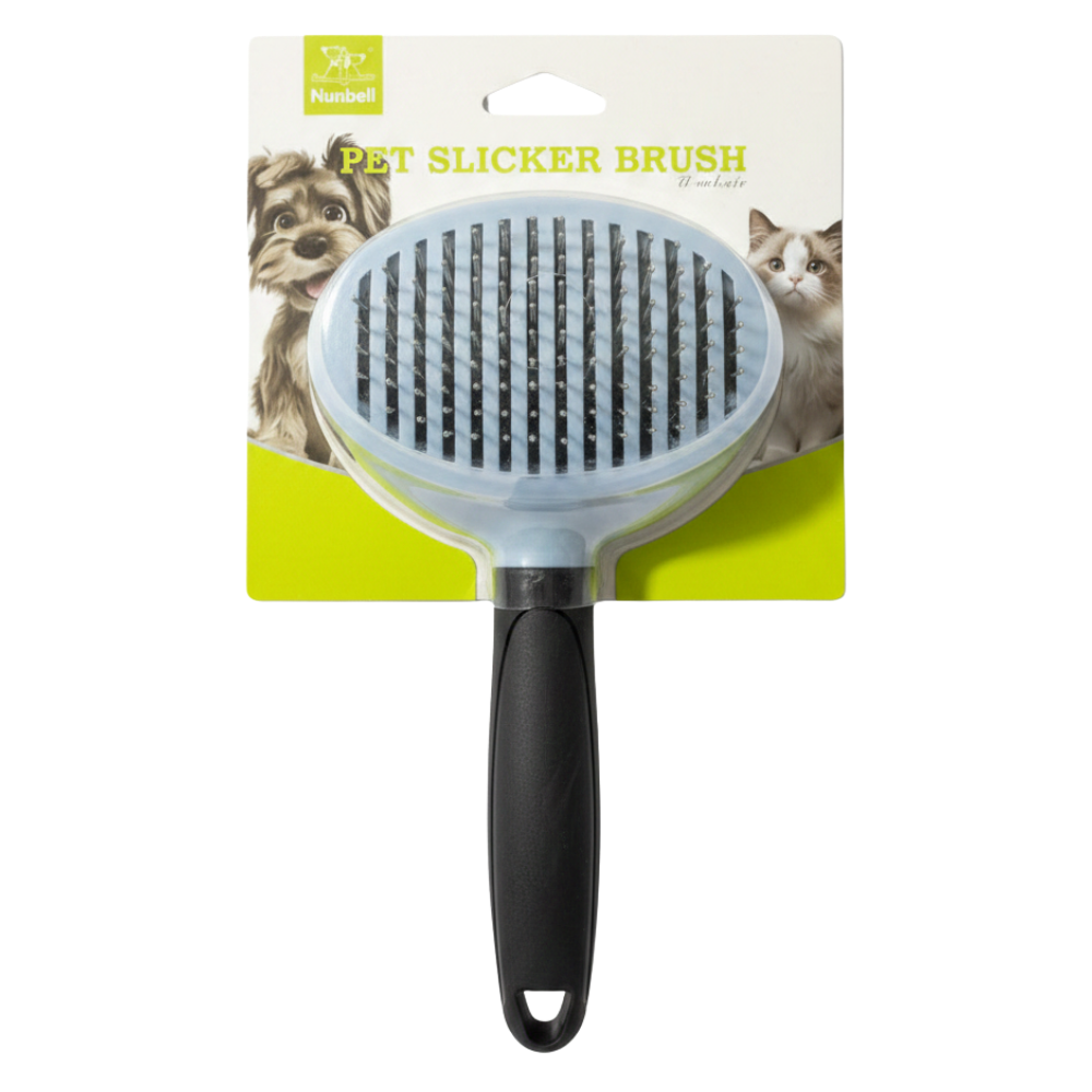 Nunbell Pet Slicker Brush Blue/Grey - White Background