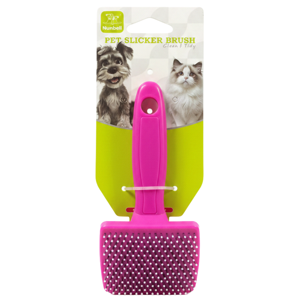 Nunbell Pink Pet Slicker Brush - White Background