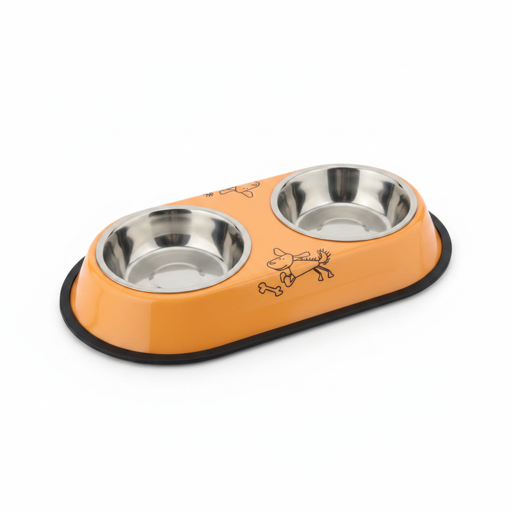 Stainless Steel Double Small Dog and Cat Food Bowl 30CM Petfast.shop Generic Bowls & Feeders Cat Dog Kitten Puppy Supplies petfast.shop Egypt PST3271S pink 350.00
