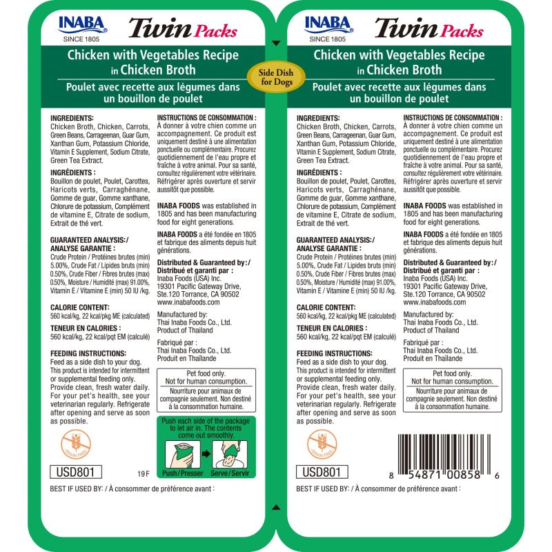 Twins Packs Chicken with Vegetables for dogs 80g.