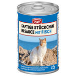 Cat food can with 'Perfecto Cat' branding and a cat on the label