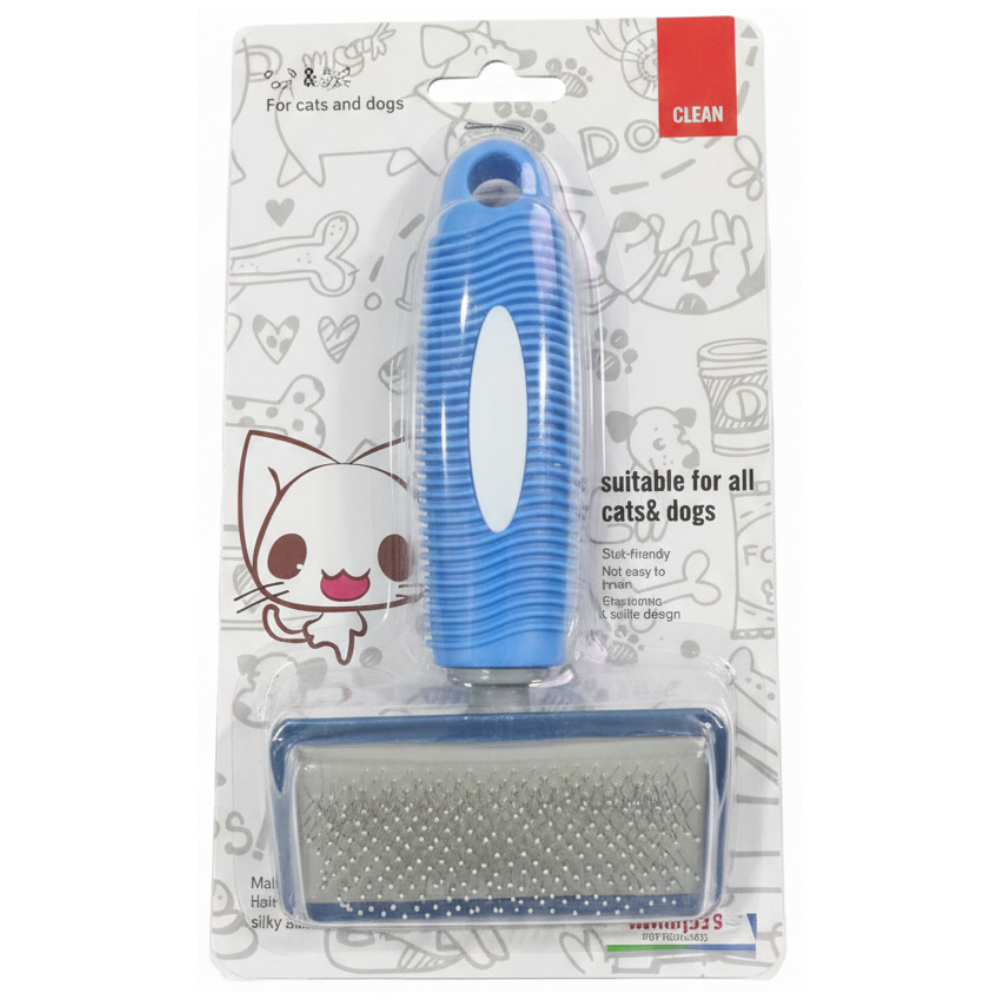 Pet Grooming Brush Blue - White Background