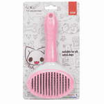 Pet grooming brush pink white background