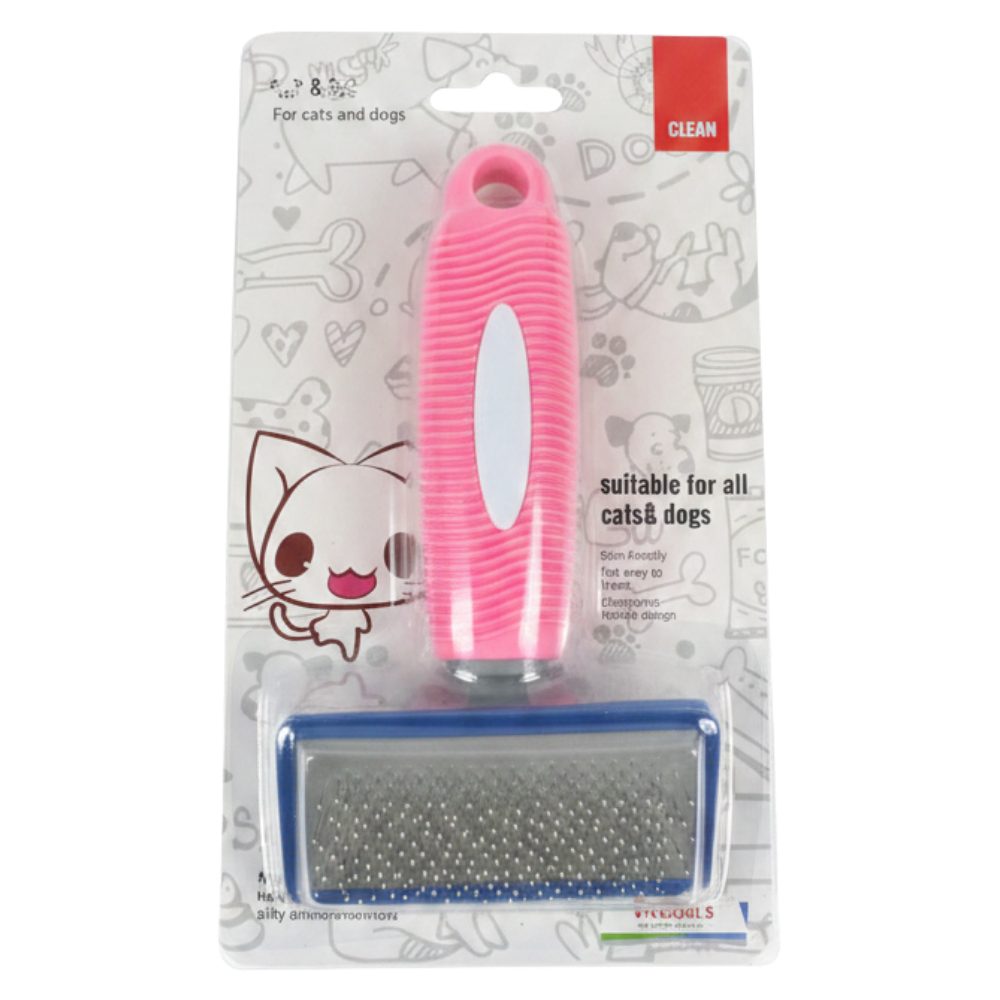 Pet Grooming Brush Pink - White Background