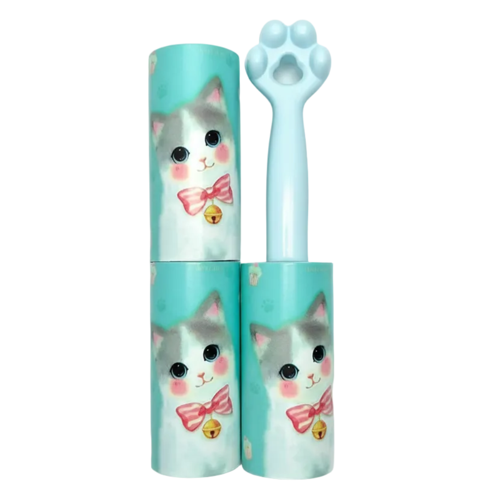 Pet Hair Remover Set - Turquoise Cat with Bow