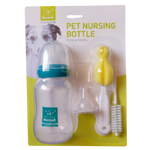 Pet nursing bottle set with brush on a branded package