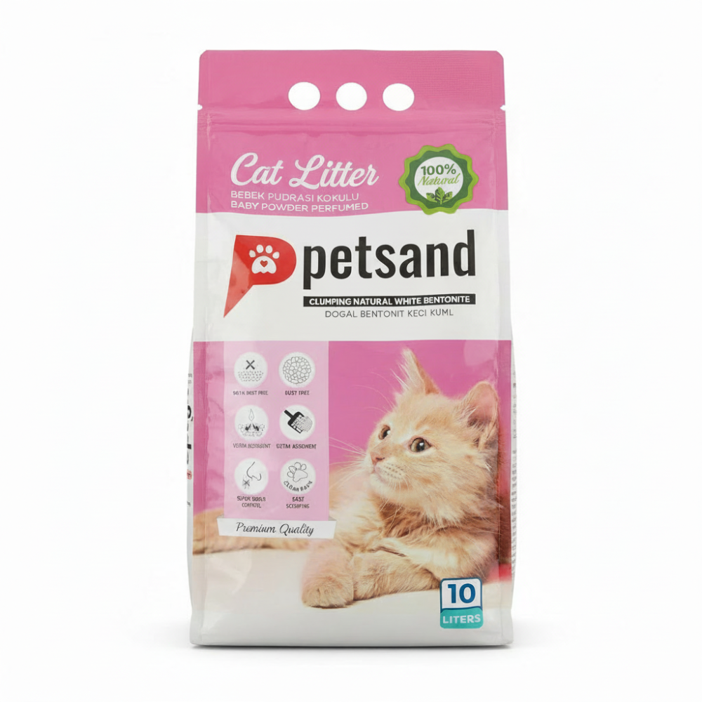 Petsand Baby Powder 10L cat litter on white background