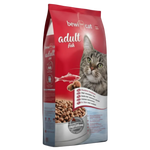 Premium cat food bag on white background