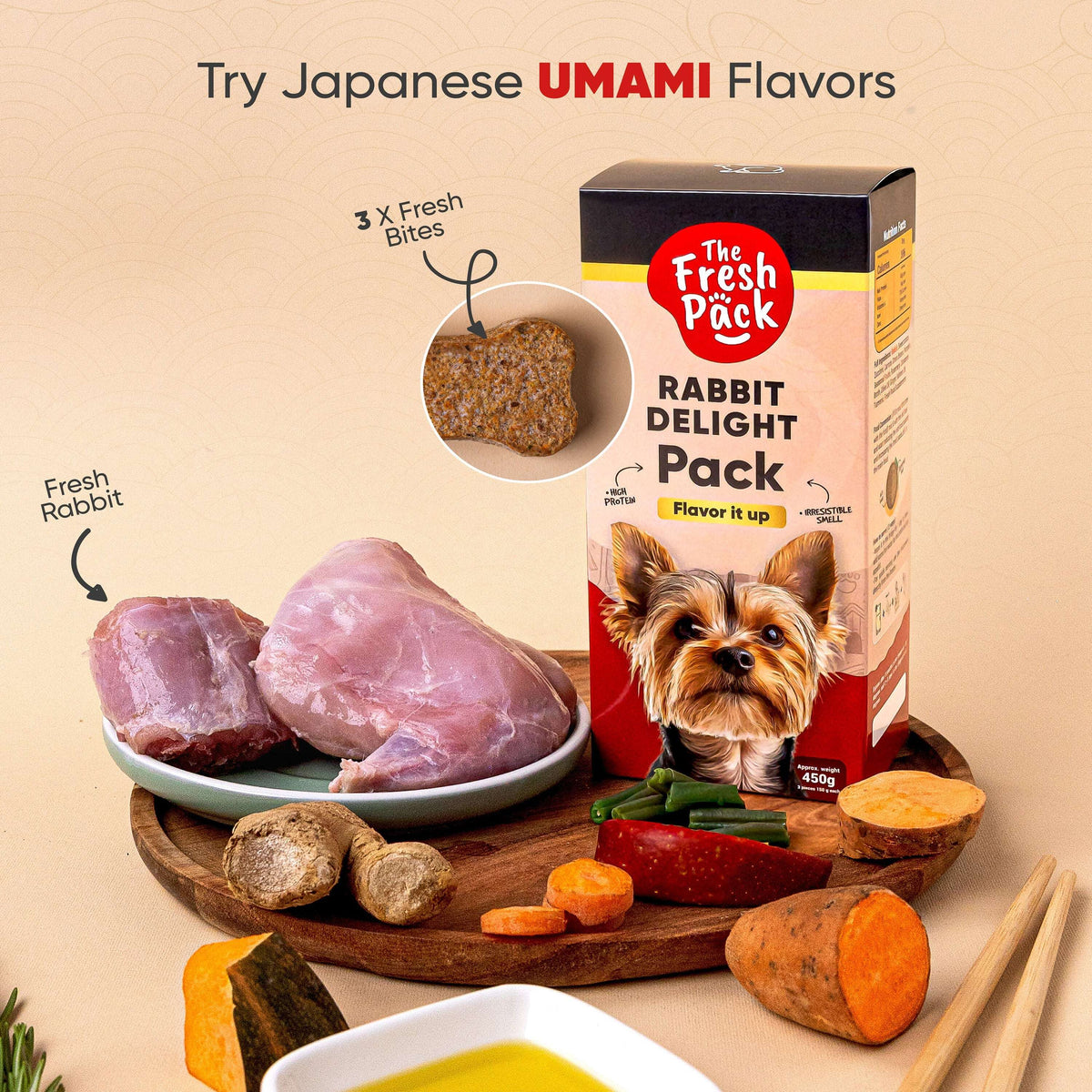 The Fresh Pack Rabbit Delight For Dogs - "UMAMI" 450 Grams.