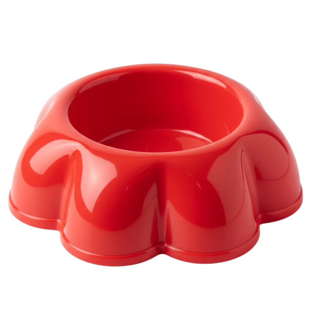 Red Pet Bowl - White Background