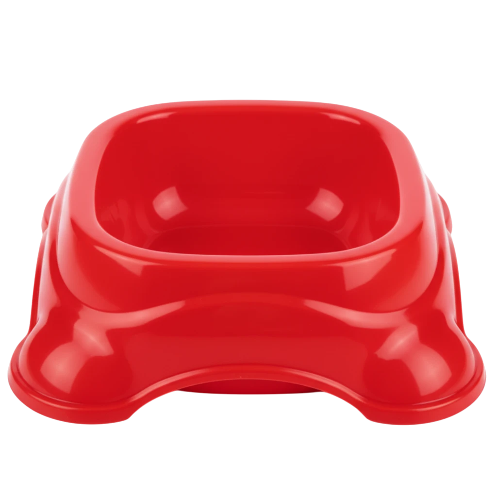 Red Pet Food Bowl - White Background