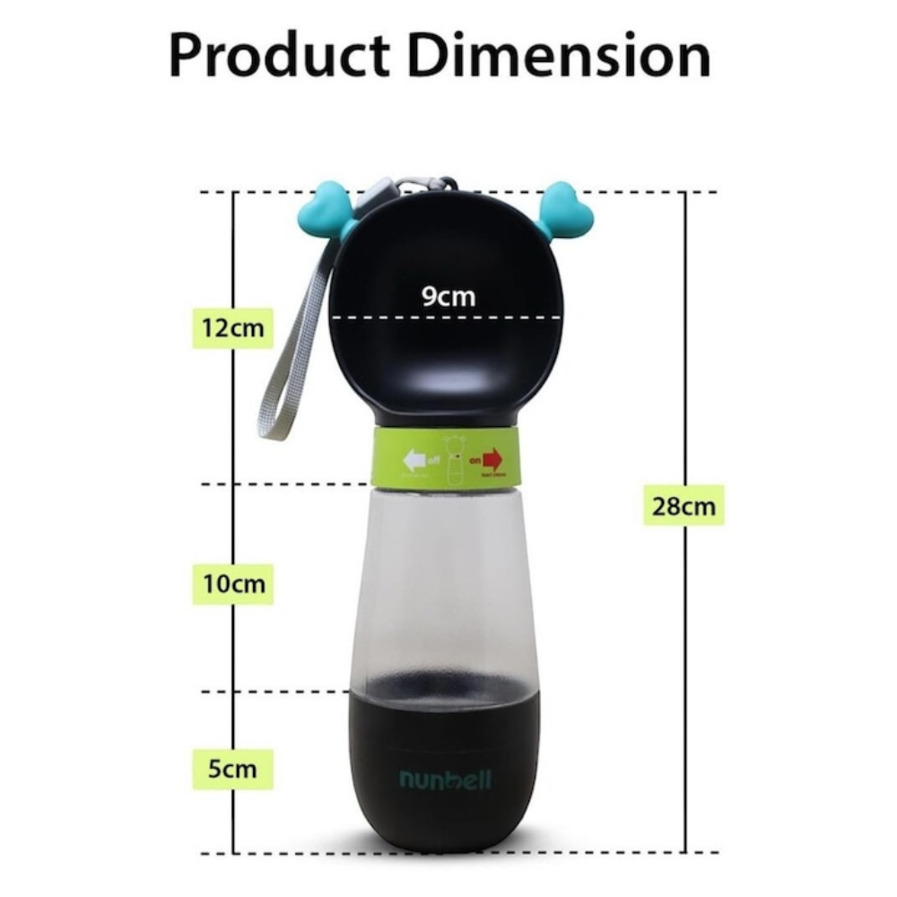 Measurement chart of a pet water bottle with dimensions labeled