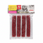 Pack of dog treats with visible brand logo on a white background
