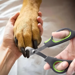 Person trimming a dog's paw with nail clippers