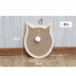 Cat toy with a hook and measurement details on a wooden floor.
