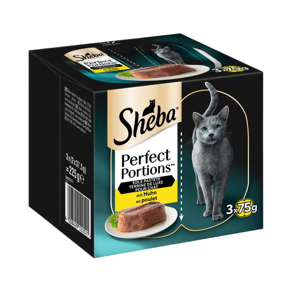 Sheba Perfect Portions Noble Paté Terrine Deluxe Pour Chat mit huhn 3*75g