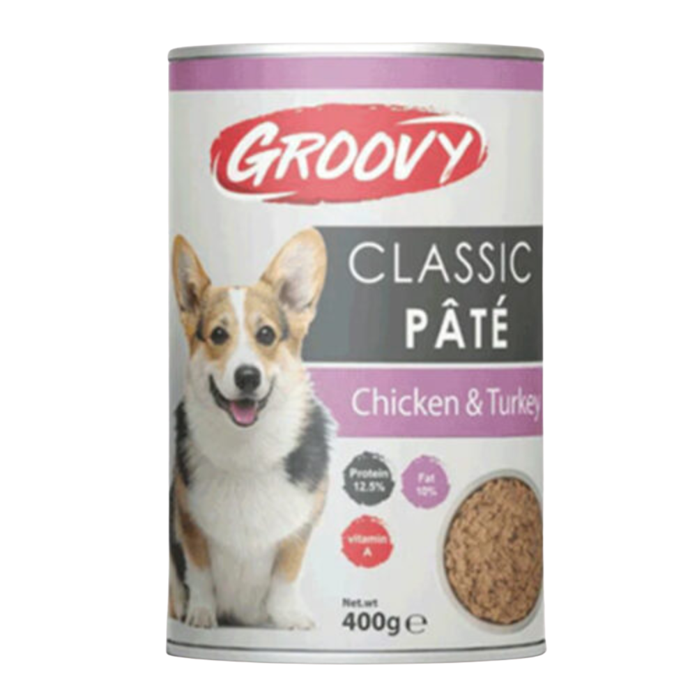 Groovy Wet Food For dogs classic pate chicken & turkey 400g