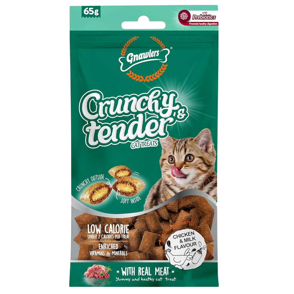Gnawlers Crunchy & Tender Cat Treats Chicken & Milk 65g Petfast.shop Gnawlers Biscuit Treat Cat Exclusive Treats petfast.shop EgyptDefault Title 250.00