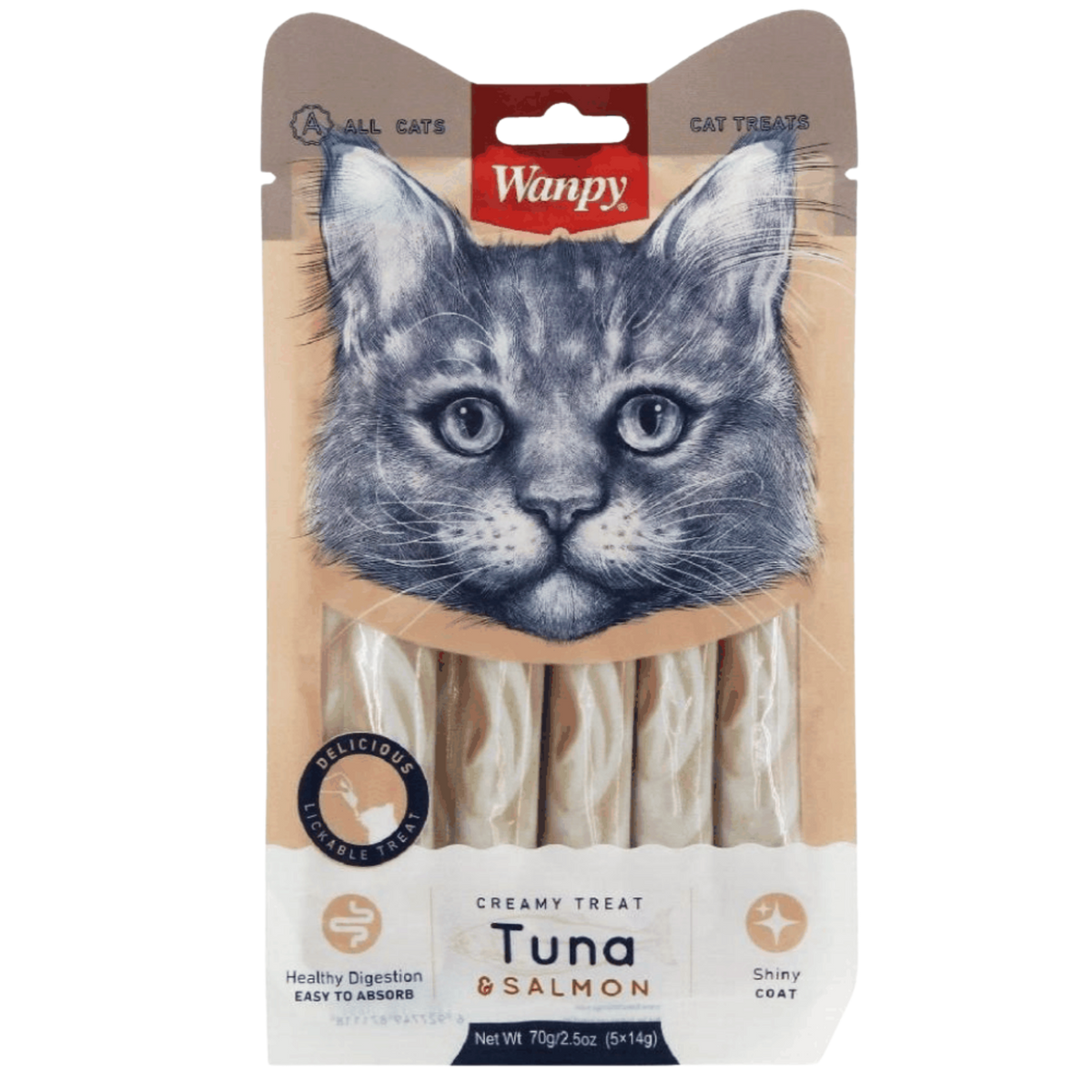 Wanpy Creamy Treat With Tuna And Salmon 70 gr (5*14g)