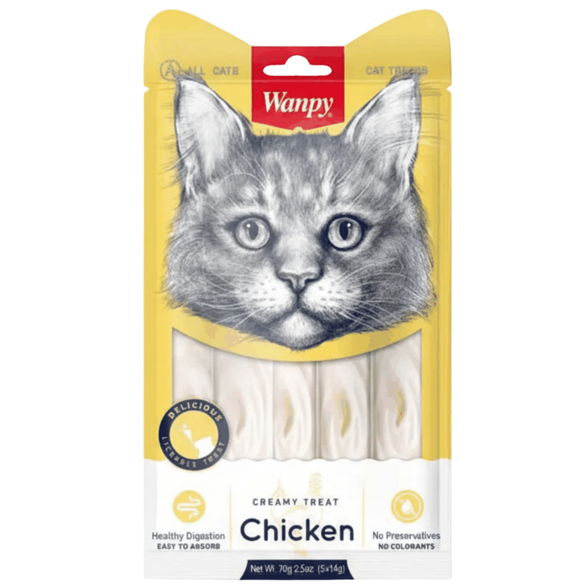 Wanpy Creamy Chicken Treats for All Cats 70 g (5*14g)
