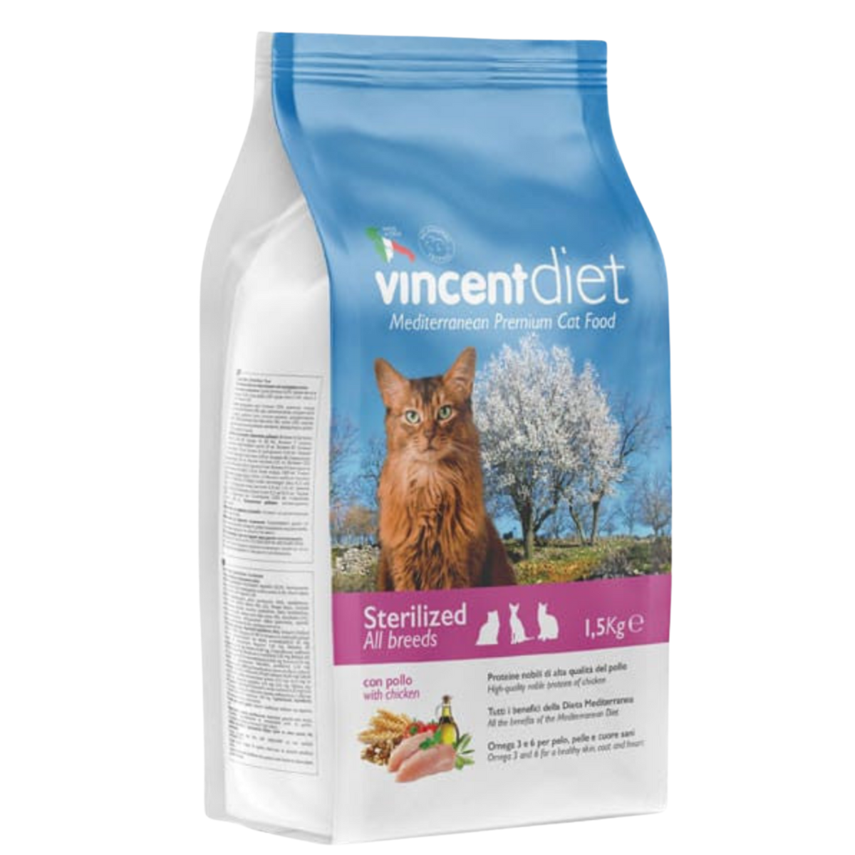 Vincent Diet Sterilized for Adult Cats with chicken 1.5 kg Petfast.shop Vincent Cat Dry Food Food petfast.shop Egypt PVI2689S Default Title 450.00