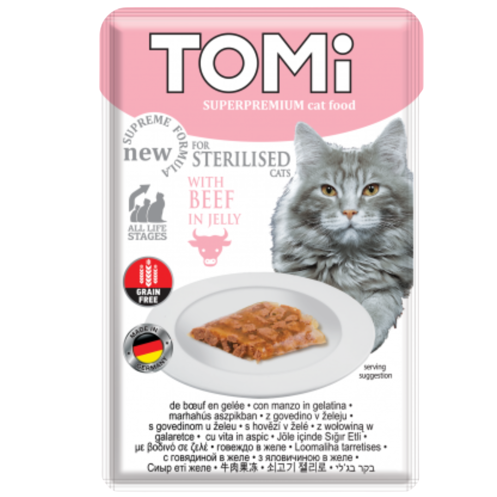 Tomi Wet Food with Beef in Jelly for Sterilized Cats 85 gr Petfast.shop Tomi Best Selling Cat Food Wet Food petfast.shop Egypt PTO0832S Default Title 65.00