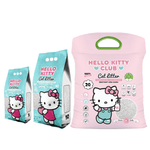 Two packages of Hello Kitty cat litter on a white background