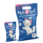 Two packages of Naomi cat litter on a white background
