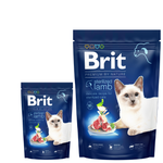 Two packages of Brit cat food with a white background