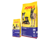 Two packages of Josera Active dog food on a white background
