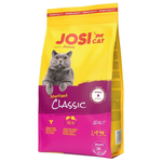 JOSI Cat food package with a gray cat on a yellow and pink background