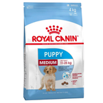 Royal Canin Medium Puppy dog food packaging on a white background