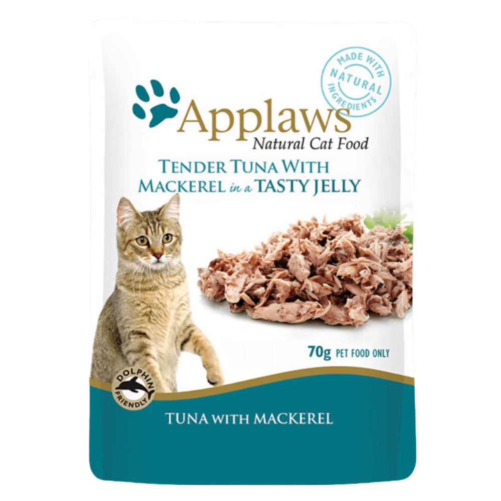 Applaws cat food pouch with a cat on the label