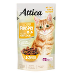 Attica cat food package with a cat on the front, featuring text in German about the product.