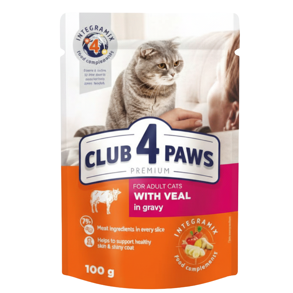 Club 4 Paws Pouch with Veal in Jelly for Adult Cats 100 gr Petfast.shop Club 4 Paws Cat Food Wet Food petfast.shop Egypt PCL0153S Default Title 50.00
