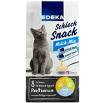 Edeka cat snack package with a gray cat on a white background
