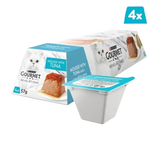 Gourmet Revelations cat food packaging with tuna flavor on a white background