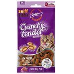 Package of Sniff Licks Crunchy & Tender cat treats with a purple background