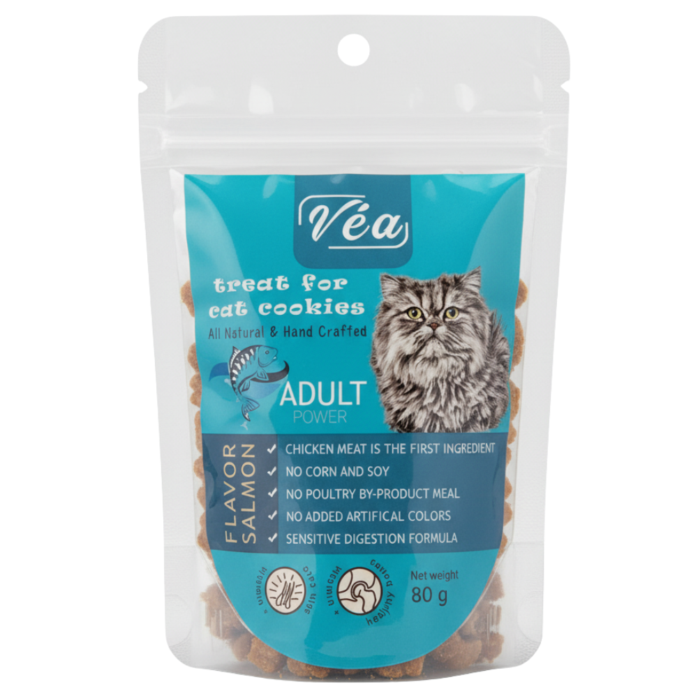 4x Vea Cat Treat Cookies Turkey,Chicken,Duck And Salmon Flavor 80g