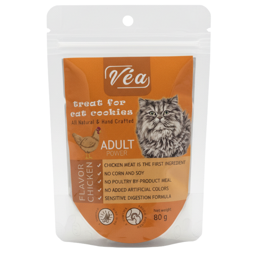 4x Vea Cat Treat Cookies Turkey,Chicken,Duck And Salmon Flavor 80g