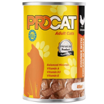 ProCat canned cat food with yellow label and cat silhouette on a white background