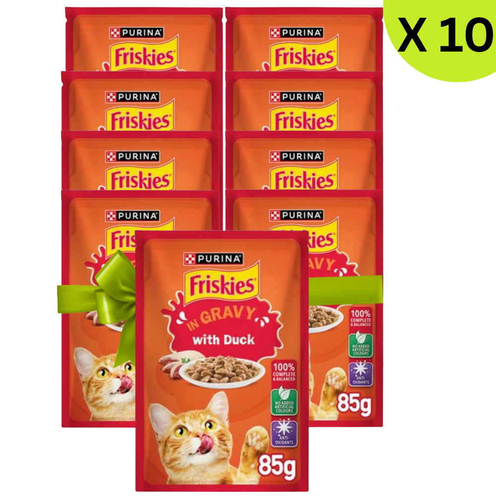 BUY 9 + 1 FREE Friskies Duck Chunks in Gravy Wet Cat Food Pouch 85g Petfast.shop Friskies Bundles Cat Exclude Food Wet Food petfast.shop EgyptDefault Title 360.00