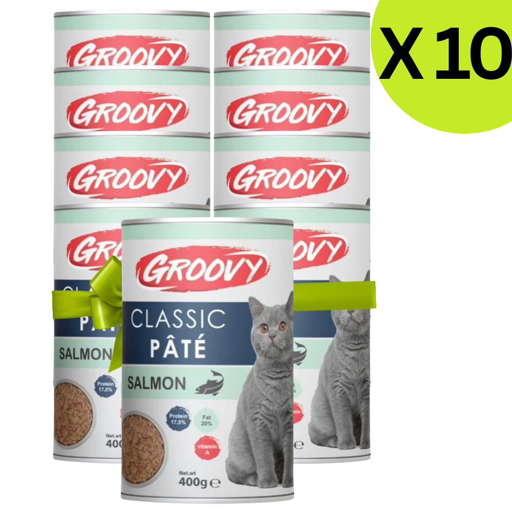 BUY 9 + 1 FREE Groovy Wet Food For Cats Classic pate salmon 400g Petfast.shop Groovy Bundles Cat Exclude Food Wet Food petfast.shop EgyptDefault Title 432.00