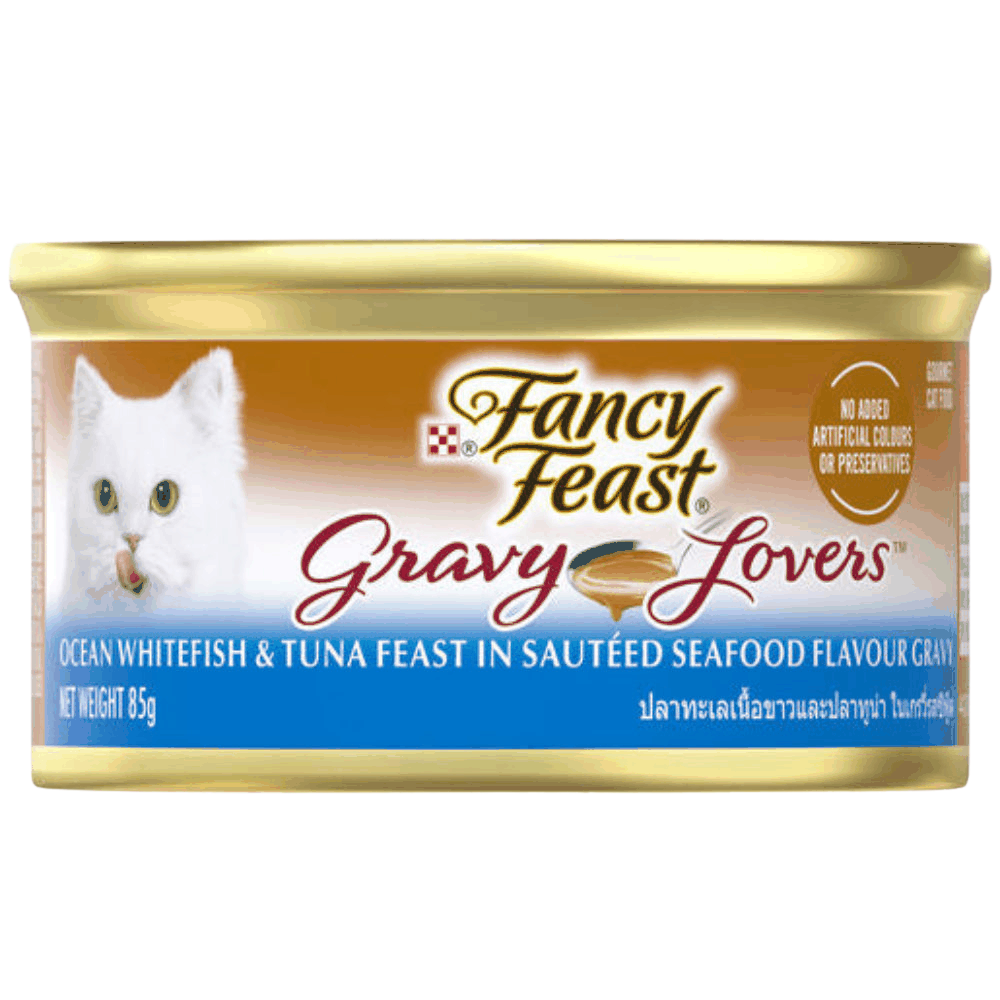 Fancy Feast Gravy Lovers Ocean Whitefish & Tuna Feast in Sauteed Seafood Flavour Gravy 85g Petfast.shop