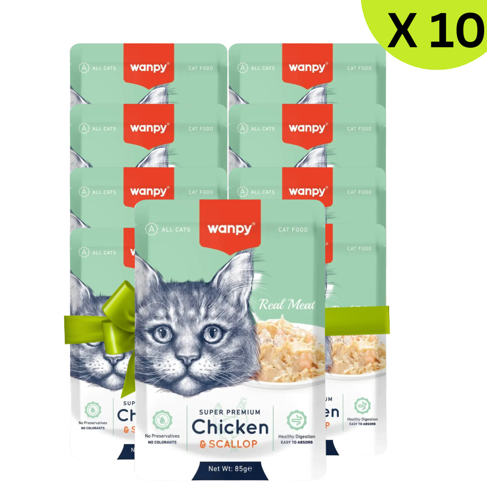 BUY 9 + 1 FREEWanpy Super Premium Chicken & Scallop for Cat 85g