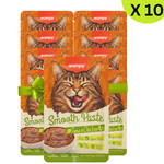 Packaging of wanpy Smooth Paste for cats with a cat's face on it, showing 10 packs.
