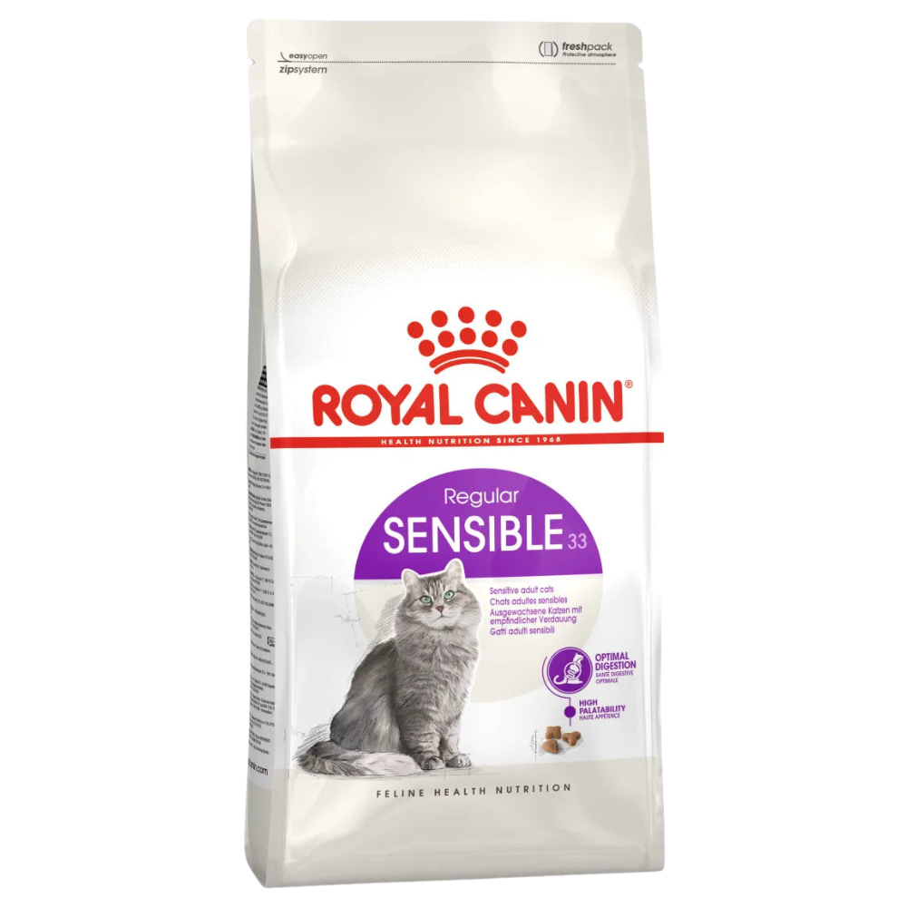 Royal Canin Sensible 38 cat food packaging on a white background