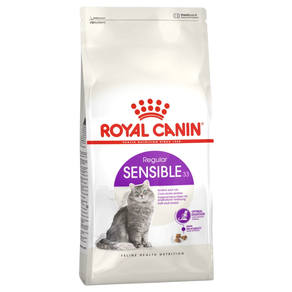 Royal Canin Sensible 38 cat food packaging on a white background