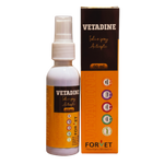 Vetadine spray bottle and packaging on a white background