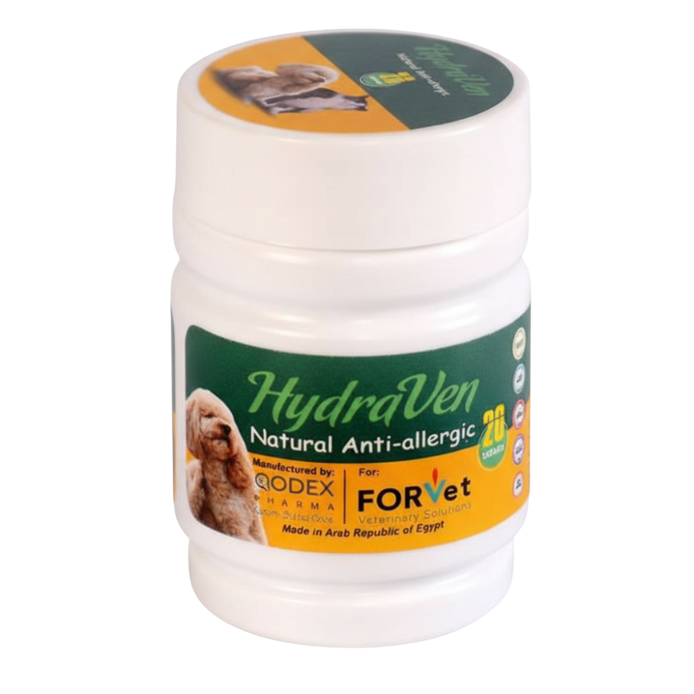 HydraVen natural anti-allergic product for pets on a white background